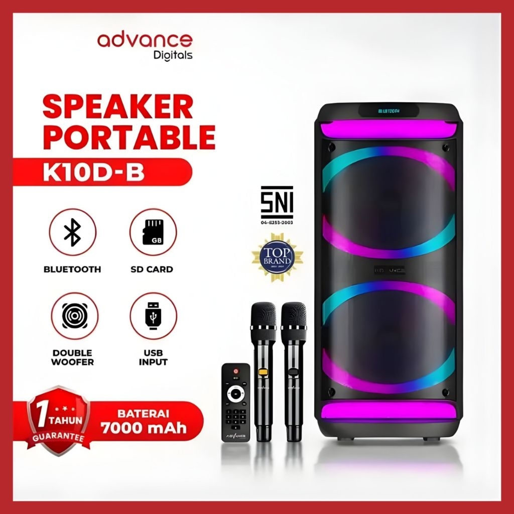SPEAKER ADVANCE K10DB | 2 x 10 INCH | 2 MIC WIRELESS