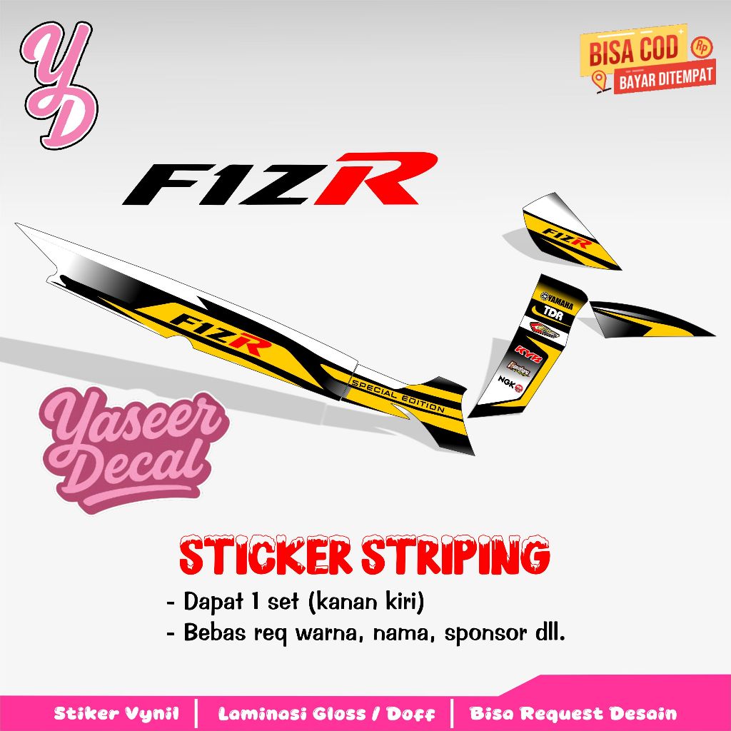 Striping Fiz R - Stiker Sticker Striping Variasi Lis Yamaha Fiz R Road Race