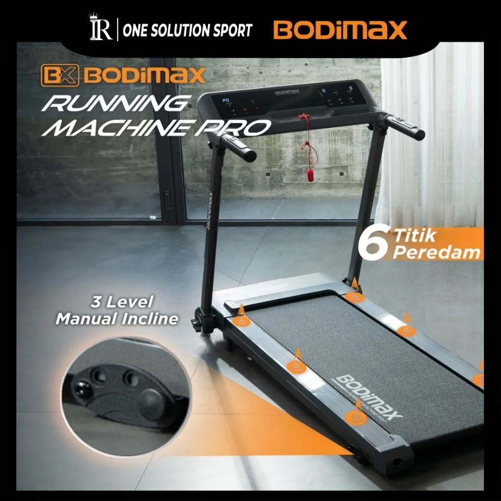 BODIMAX RUNNING MACHINE PRO HSM - FOLDING TREADMIL / Treadmil / Gym /Alat Olahraga / Fitness
