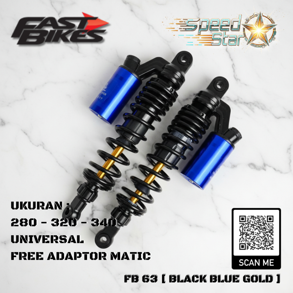 Shockbreaker FASTBIKES Dual Tabung 280/320/340 MM As Gold CNC Universal Motor Bebek/Matic Nmax Aerox