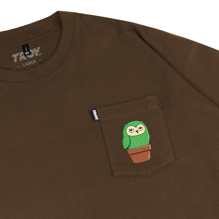 Troy Company Boxy Pocket Oversize Tshirt Toffee CactoOwl - Kaos Boxy Oversize Coklat Toffee BKD 3455