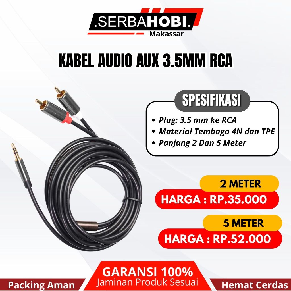 KABEL AUDIO RCA JACK 3,5MM VENTION KUALITAS BAGUS
