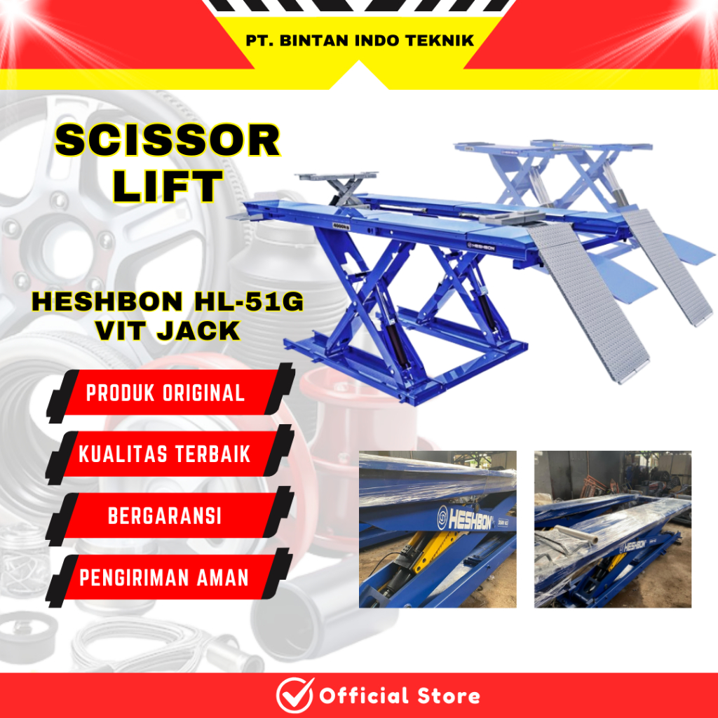 Heshbon Wheel Alignment Scissor Lift 4.5 Ton Rekondisi Spooring Mobil Hidrolik Low Profile Vit Jack