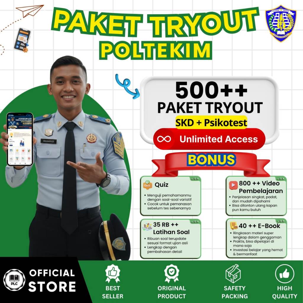 PLC - Tryout Online POLTEKIM 2026 – Aplikasi CAT Online, Tryout & Akun Belajar Lengkap
