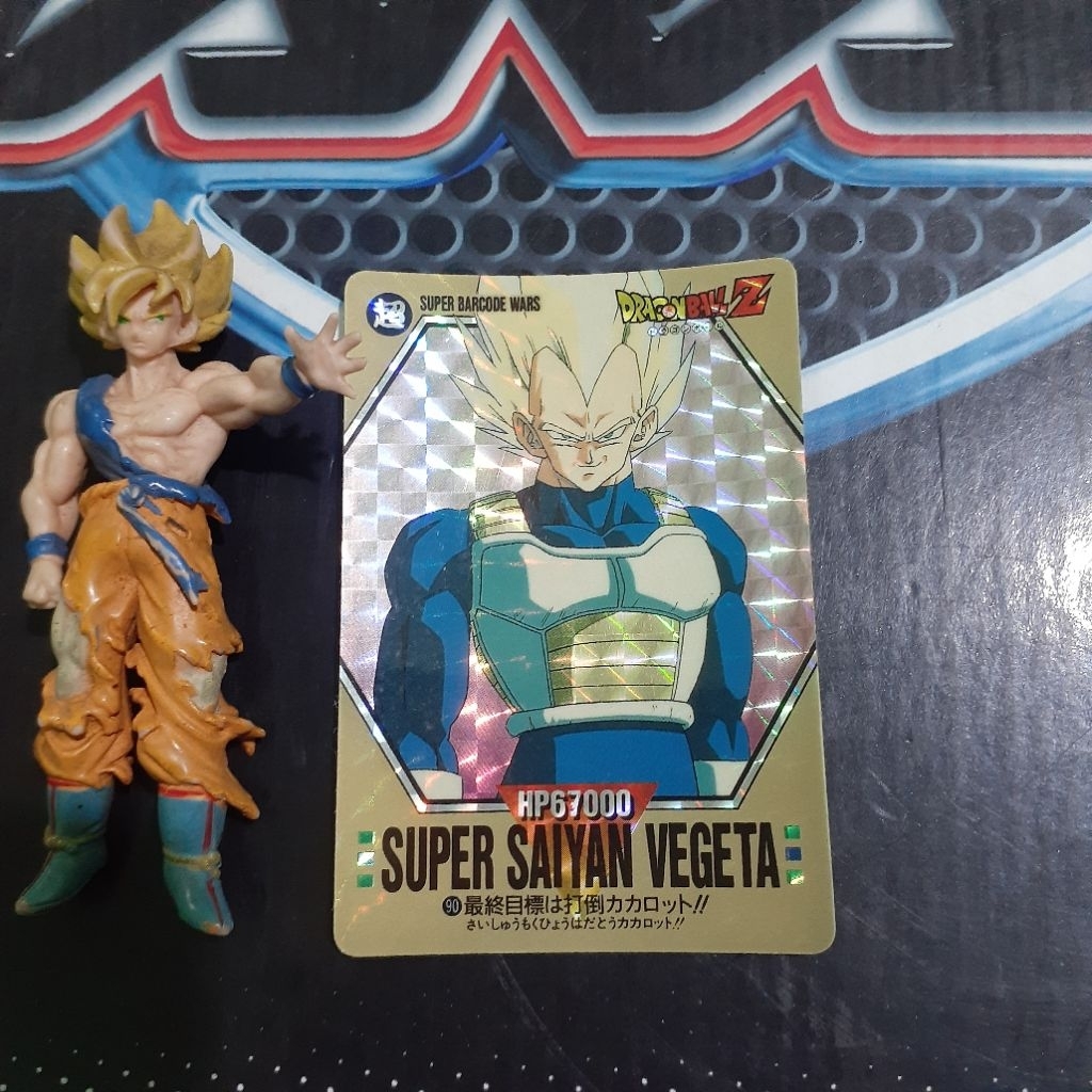 Kartu Dragonball Z Super Barcode Wars Super Saiyan Vegeta Bandai 1993 Hologram Original Vintage Rare