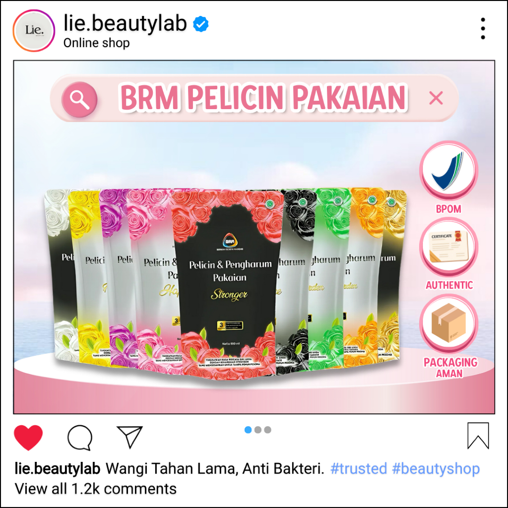 PELICIN DAN PENGHARUM PAKAIAN MAWAR LAUNDRY BY BRM KEMASAN REFIL | Lie Beauty