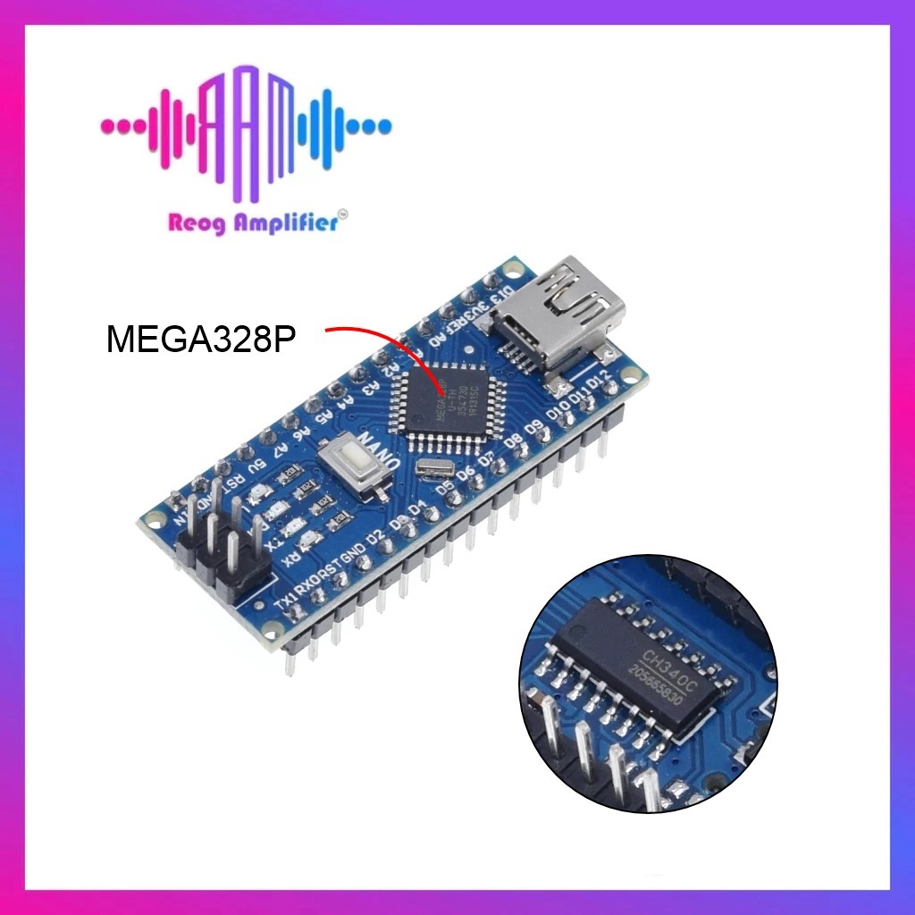 Arduino Nano V3.0 CH340 Compatible Board Atmega328 Microcontroller Versi Original