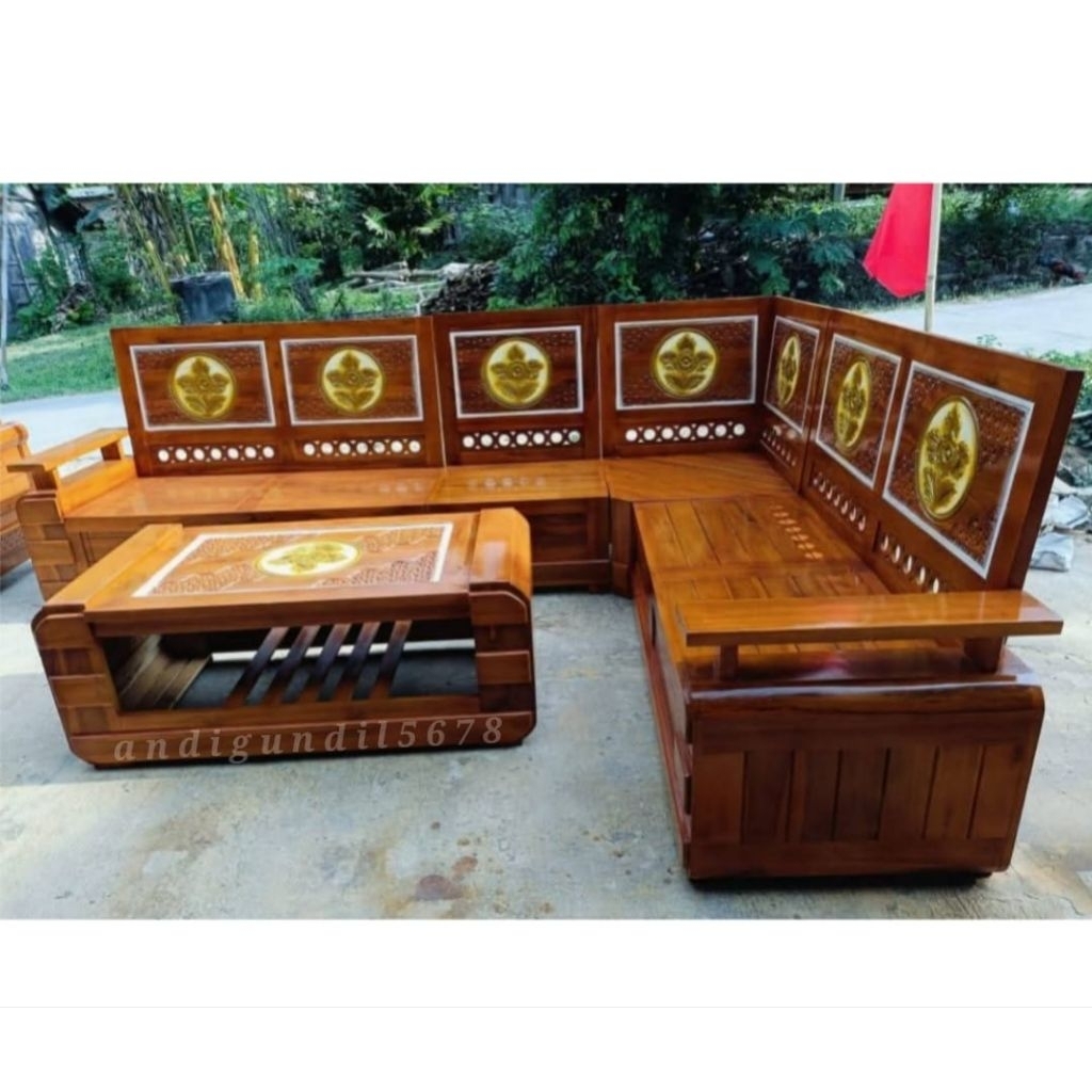 Berkualitas  Kursi Tamu Sudut Minimalis Full Kayu Jati Bangku Tamu Minimalis Jati