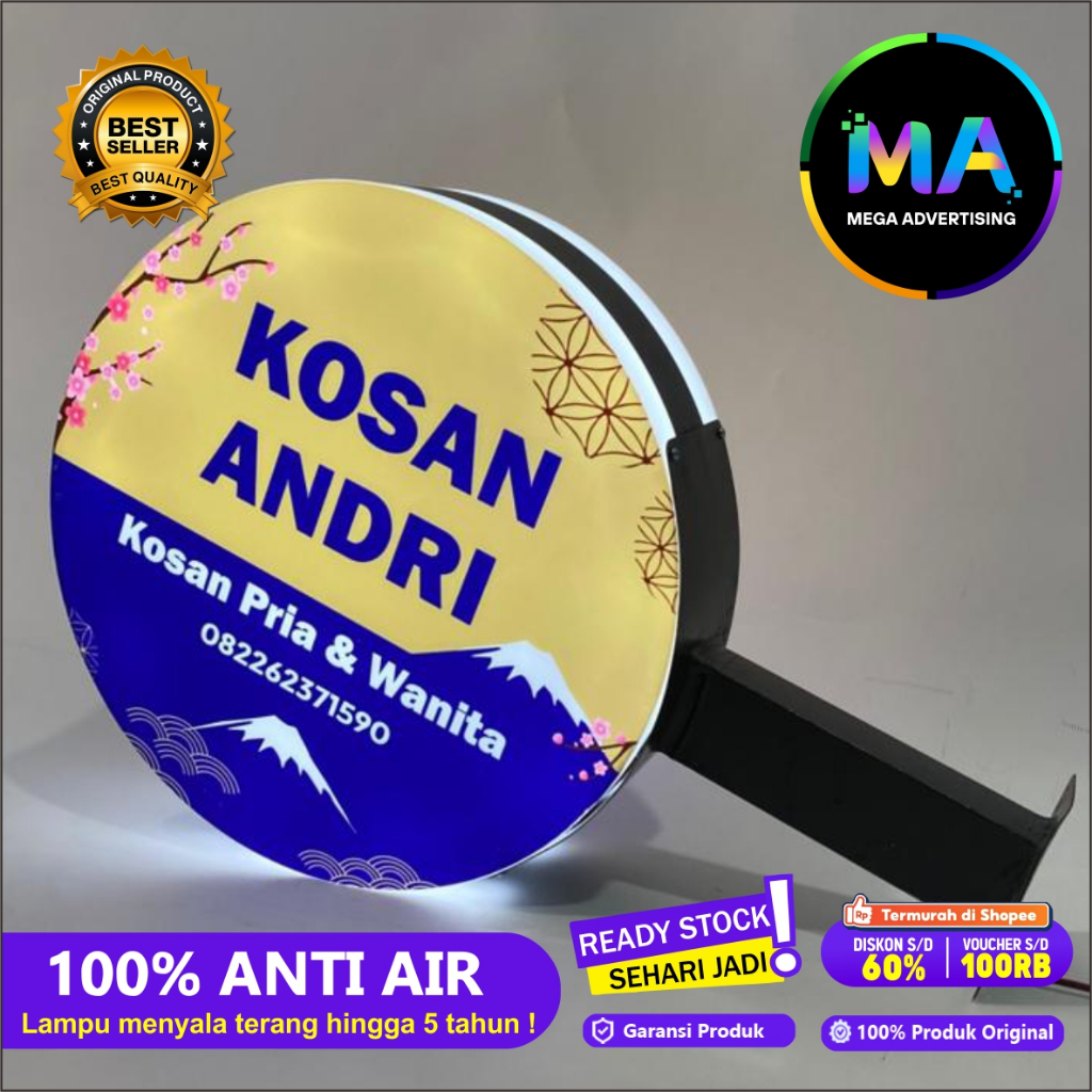 Neon box Kost Siap Pasang | Neon Box Akrilik 2 sisi