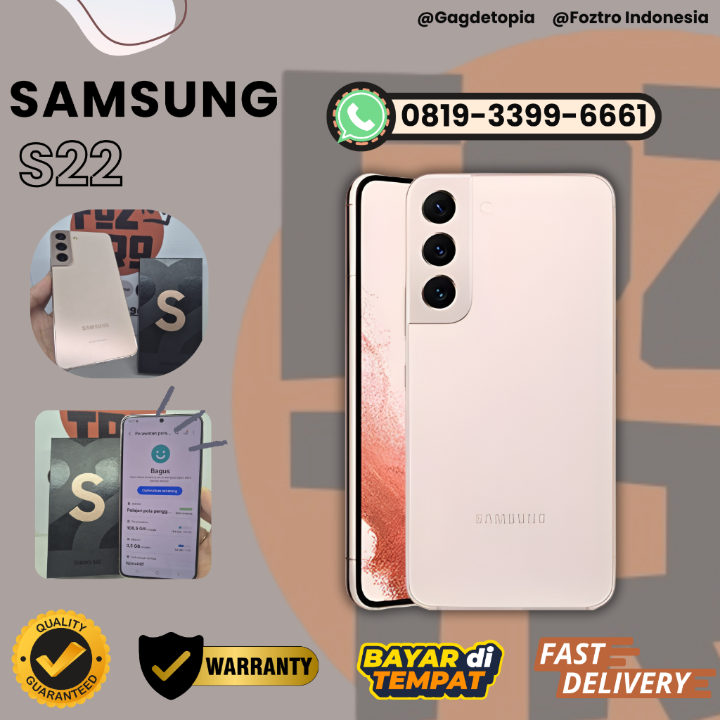 Samsung S22 5G 8/128GB 8/256GB Pink Gold Fullset No Minus