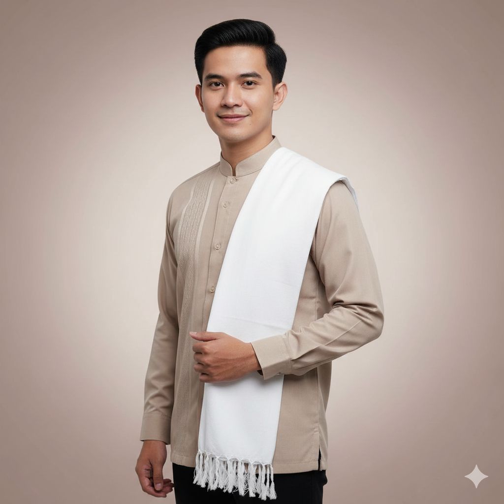 Sorban Panjang Putih Polos  Murah Rumbay Rayon Habib Rawis Terlaris Berkualitas Cod