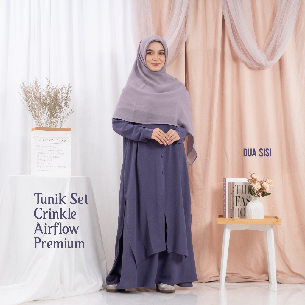 DUA SISI MAIRA TUNIK SET ROK CRINKLE AIRFLOW PREMIUM