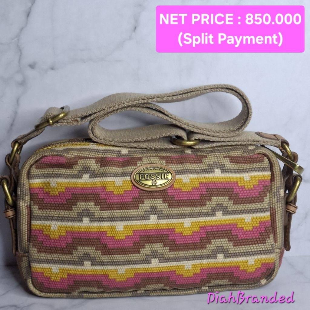 F037 - PRELOVED TAS FOSSIL EXPLORER CANVAS TOPZIP MULTICOLOR STRIPE