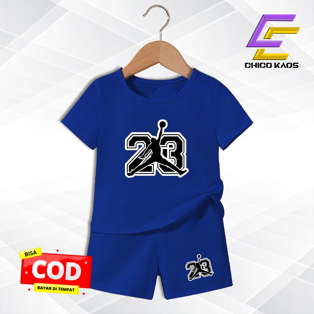 Baju Main Setelan Jordan Anak Perempuan Laki Laki - Kaos Distro Karakter Jordan 23