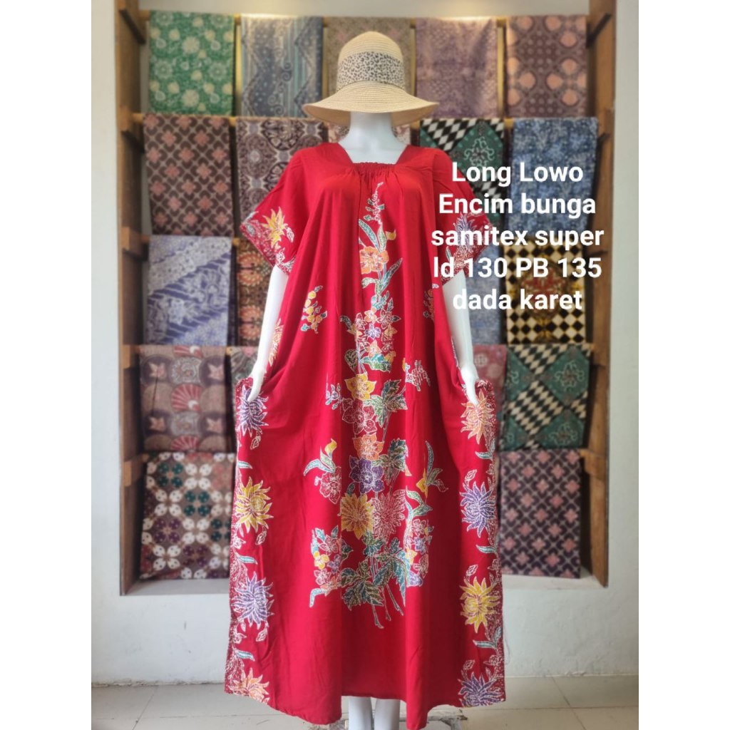 Longdress Lowo Encim Bunga Batik Cap Kombinasi Batik Tulis Premium