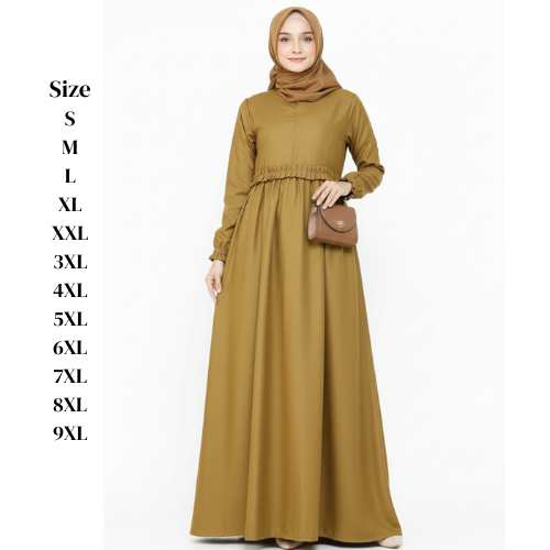 GAMIS PEMDA REMPEL NADRA WARNA KHAKI TUA