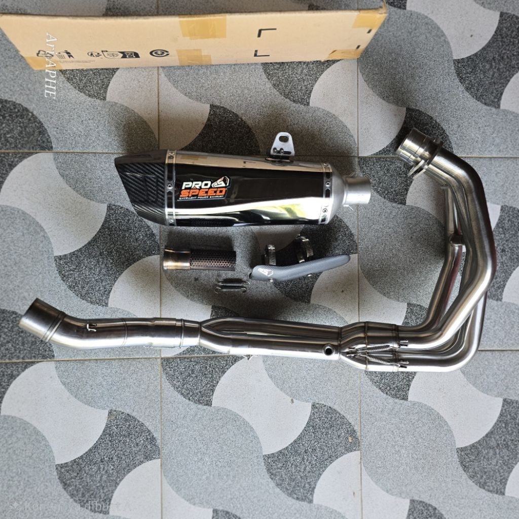 knalpot PROSPEED NEW SHARK BLACK original ZX25R ZX25RR ZX 25 R fullsystem