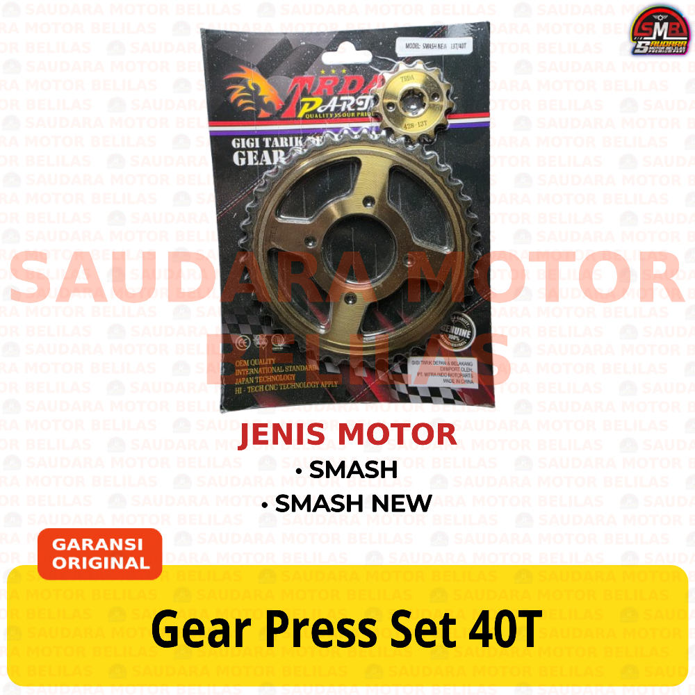 Gear Press 40T SMASH / SMASH NEW Gigi Tarik Gir Pres Depan Belakang Set 40 T 100% BARU