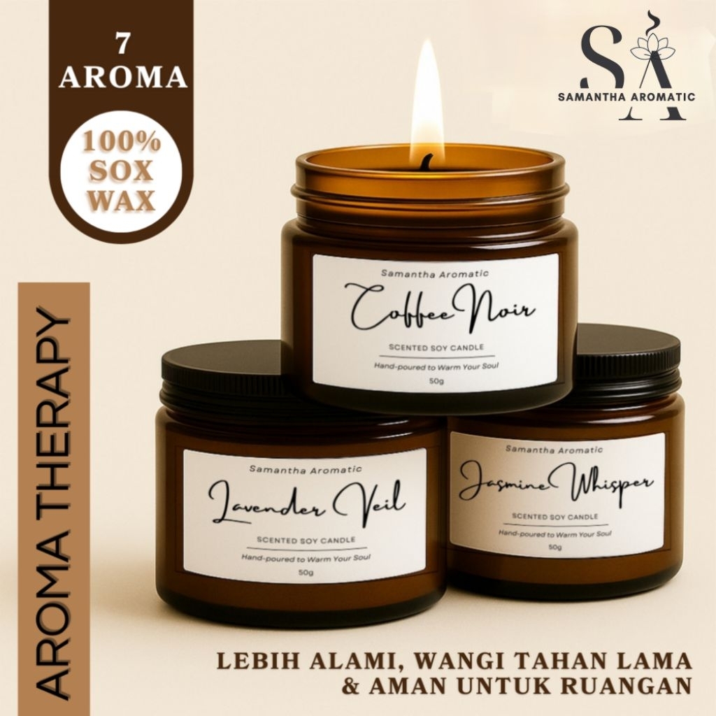 Lilin Aromaterapi Premium 50gr Scented Candle Aromaterapi 100% Soy Wax Lilin Aromaterapi Ruangan Tah