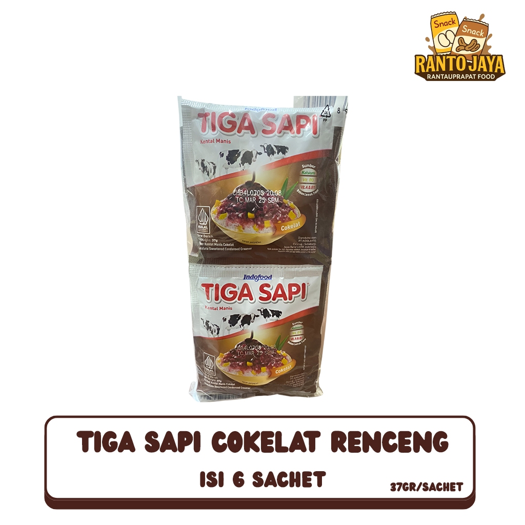 Susu Tiga Sapi Cokelat Kental Manis 6 Sachet x 37GR
