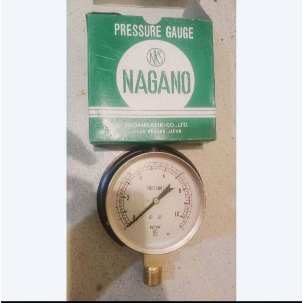 Pressure Gauge NSK NAGANO 10-KG ATW 10--BAR DIAMETER 4INCH DRAT KUNINGAN 1/2"INC TERMURAH PRESSURE G