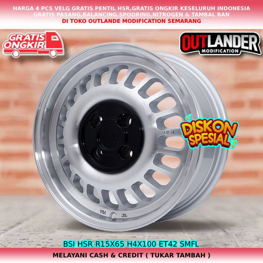 Velg retro ring15 untuk mobil Mobilio| Genio| Jazz| Freed| Ferio| Civic VT| dll velg hsr bsi R15