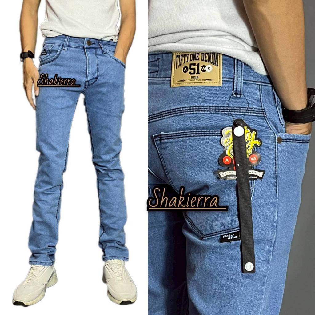 FIFTYONE51 TERLARIS Celana Pria Jeans Panjang SLIMFIT Calana warna Black jazz Scrup Clor Hitam Polos