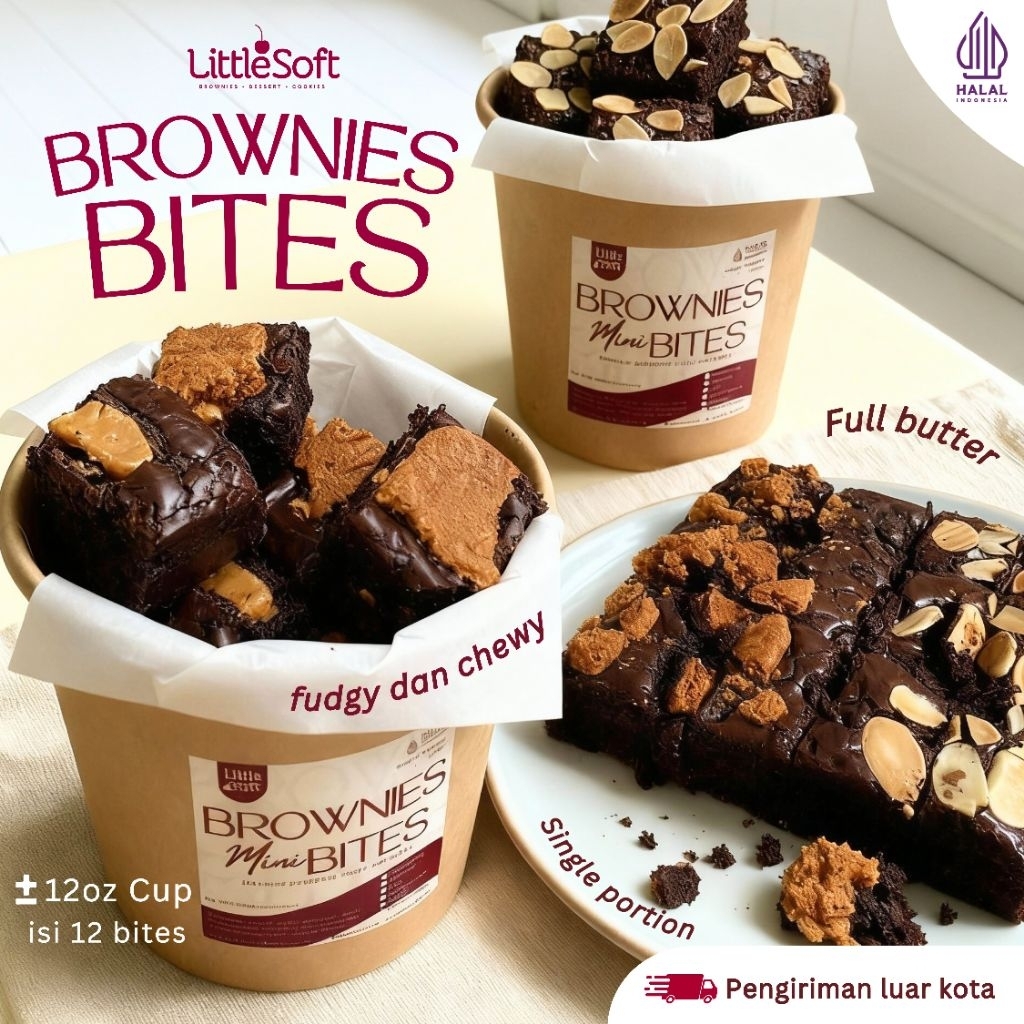 BROWNIES CUP Mini BITES by LITTLE SOFT CAKE 12 bites