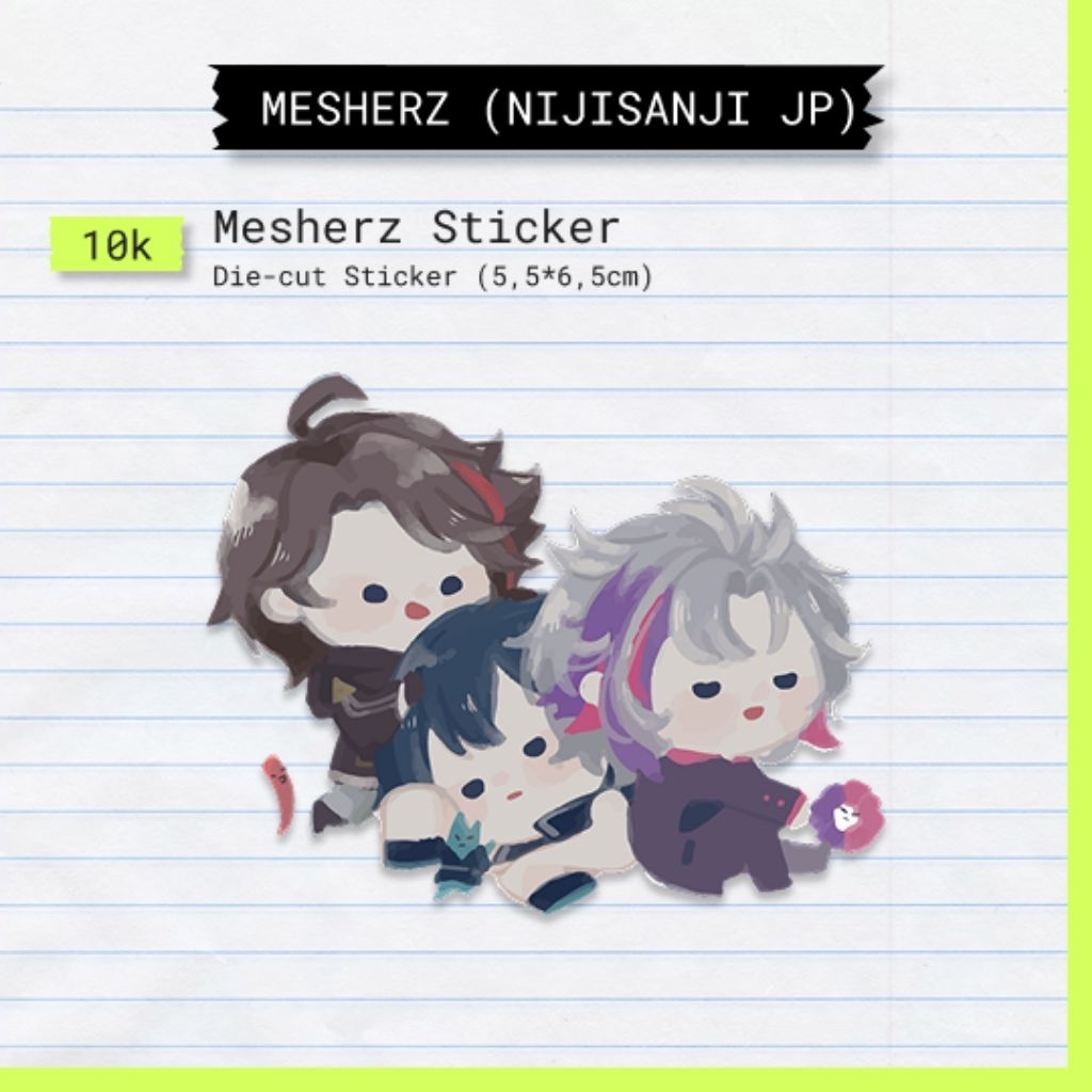 Stiker Bening Transparan Vtuber NijisanjiJP MESHERZ (Fuwa Minato, Fuwagusa Akina, Mayuzumi Kai)