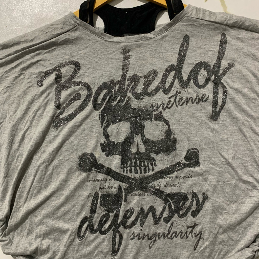 Kaos Wanita Gothic Punk Skull Grunge