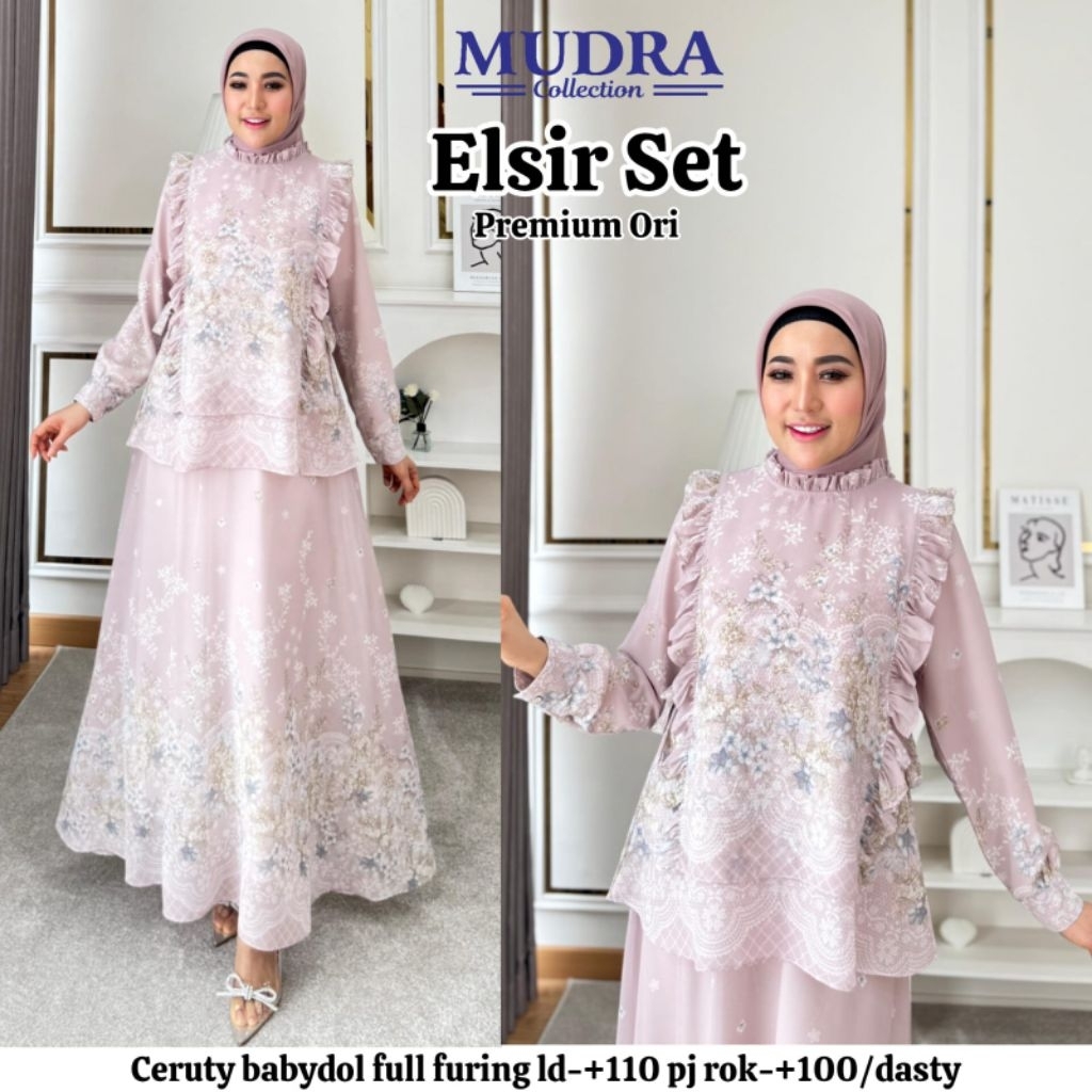 --kyi.fashion-- Elsir Set Setelan Rok Wanita motif bahan  ceruty Ld 110 Premium