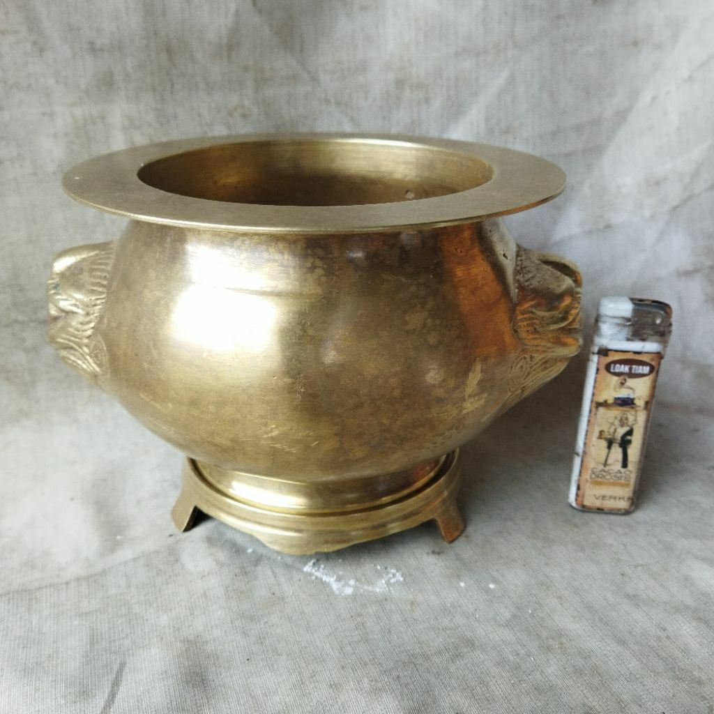 Pajangan Vintage Tempat Dupa Qilin Kuningan Tebal