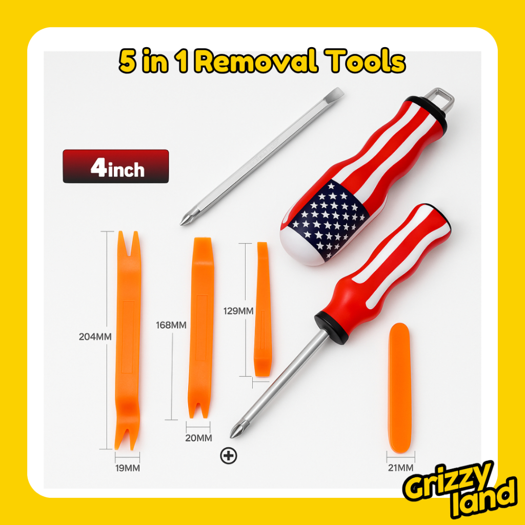 Alat Congkel Dashboard Mobil Motor 5in1 + Obeng Bolak Balik