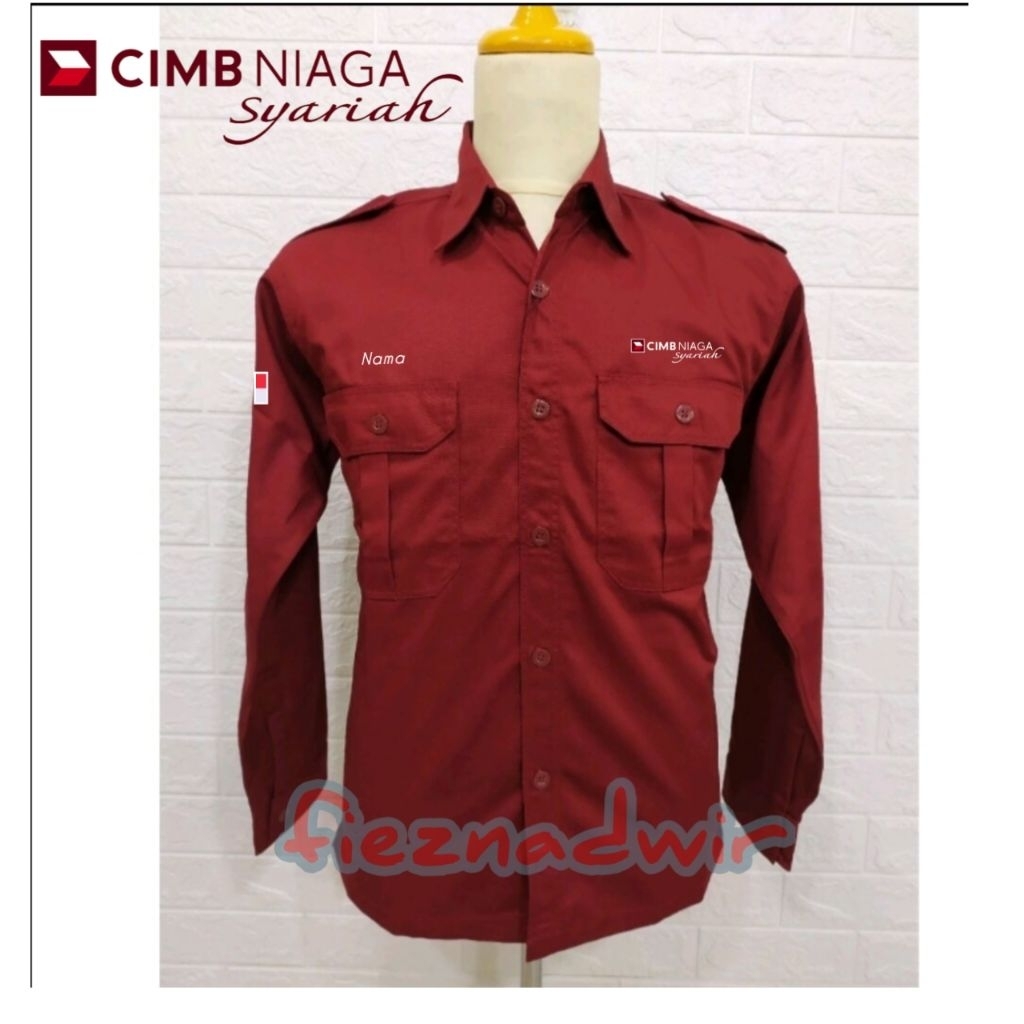 kemeja lengan panjang bank cimb niaga syariah baju seragam bank cimb niaga syariah kemeja kerja bank