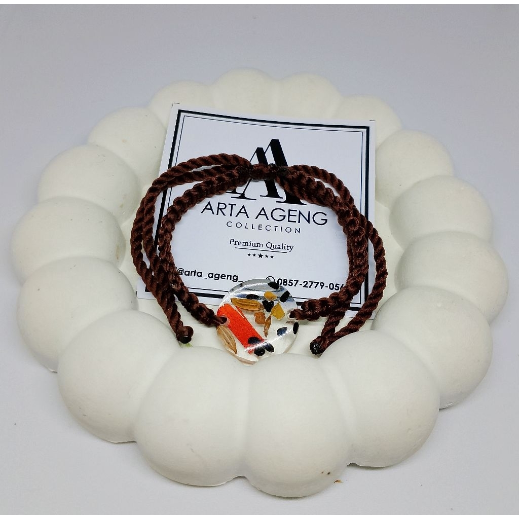 gelang sawan Cristal bulat pipih tali kepang