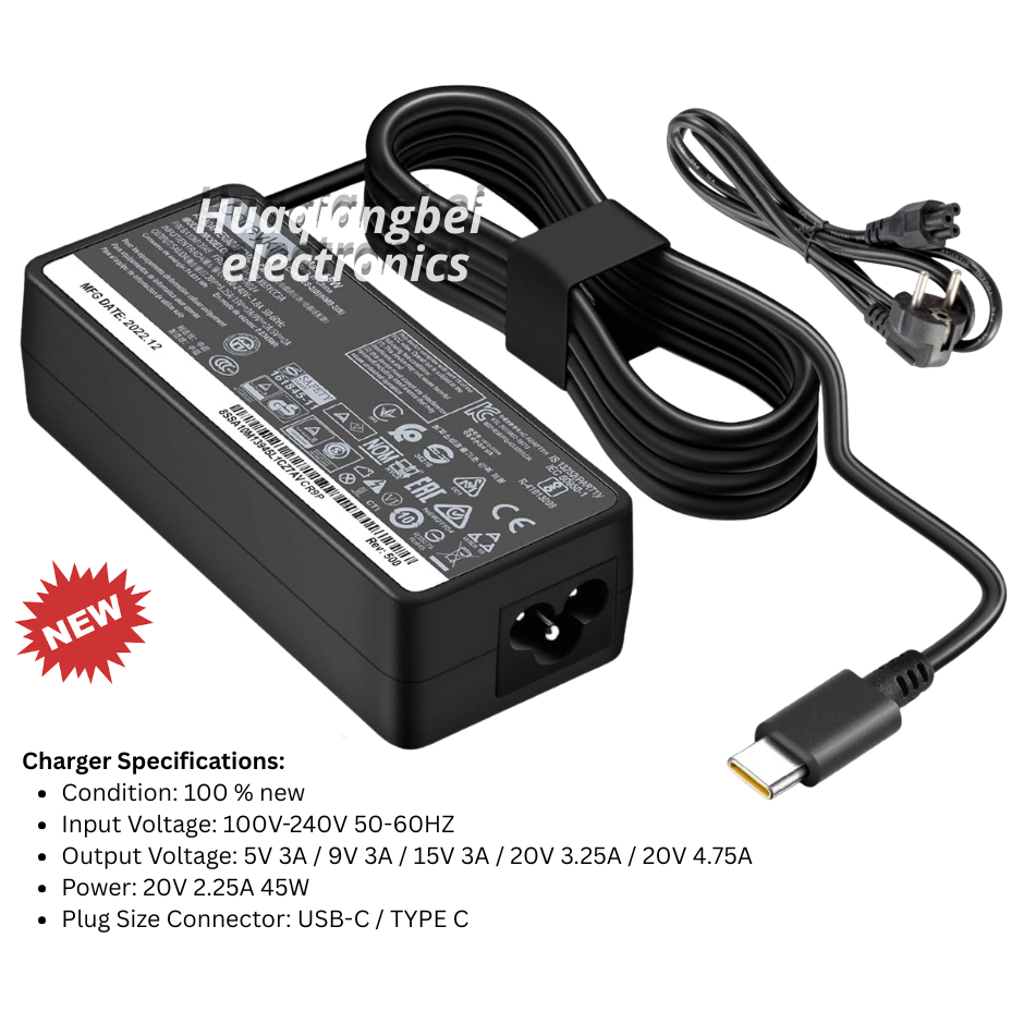 Charger Laptop Lenovo Type C, Charger Lenovo 65 Watt Type C, Charger Laptop Type C 65 Watt new