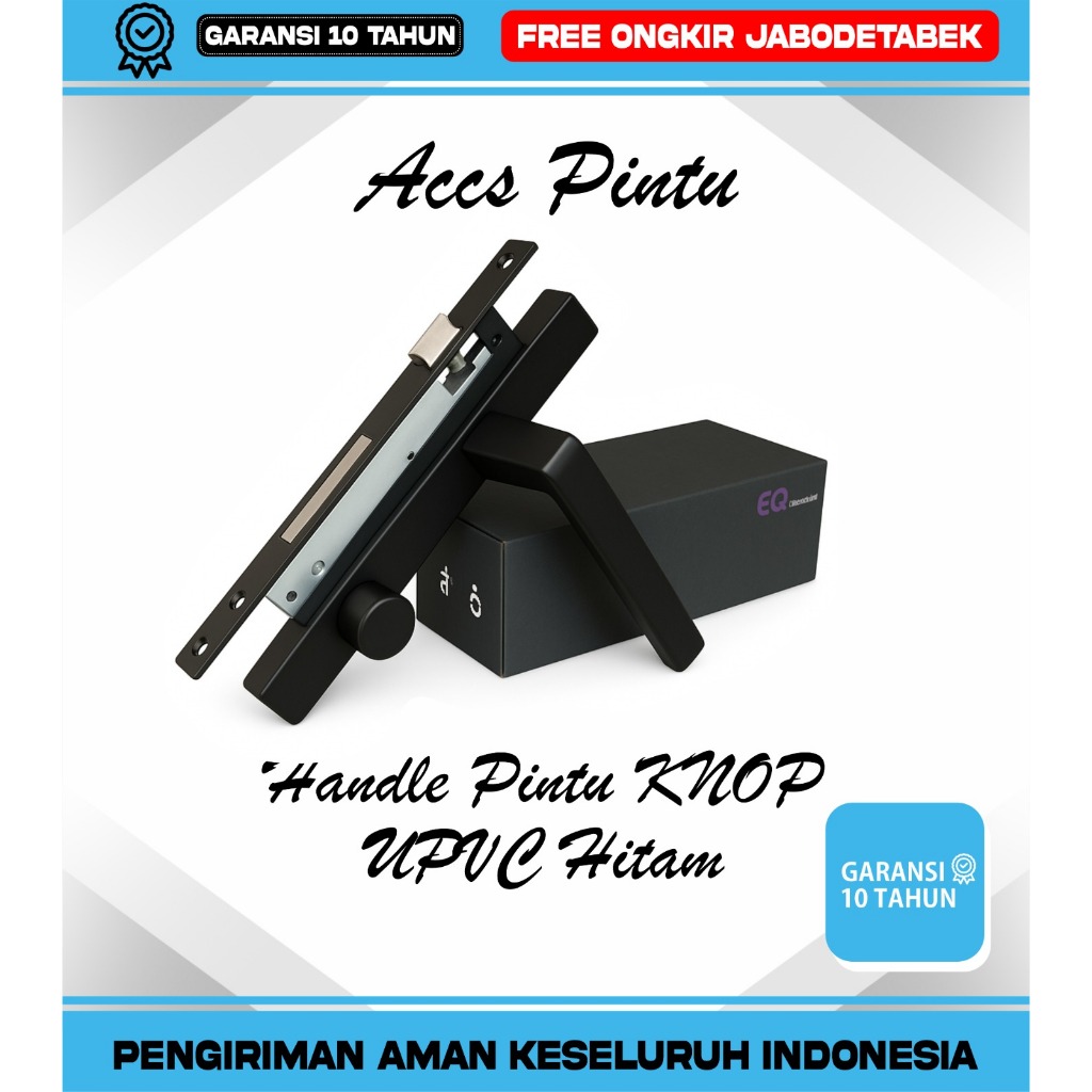 Handle Gagang Knop Pintu Kamar Mandi UPVC Hitam Merk EQ