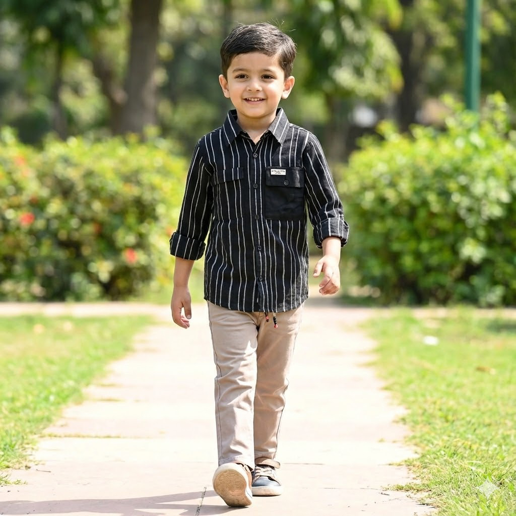 BEST SELLER KEMEJA ANAK LAKI-LAKI 6 BULAN-12 TAHUN MOTIF SALUR HITAM LENGAN PANJANG PREMIUM QUALITY 