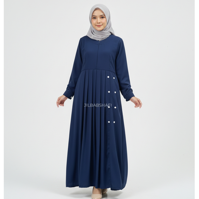 Dress Baju Gamis Syari Wanita Kancing Kekinian Terbaru Bahan Forzaleta Rayon Crinkle