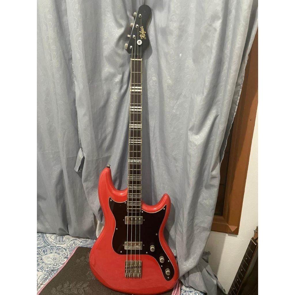bass hofner galaxie reissue original orange color rare not gitar electric