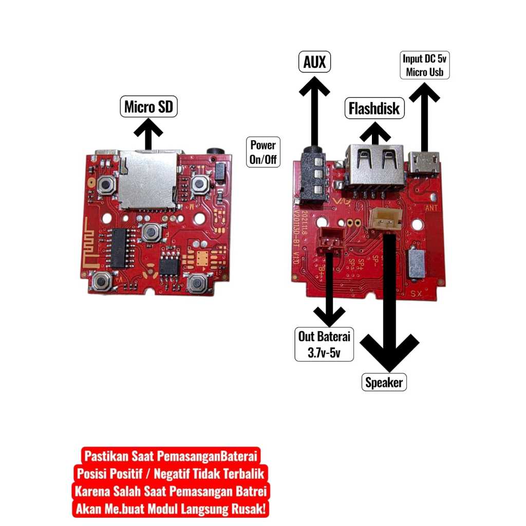 MODULE MODUL MP3 BLUETOOTH BT 3.7V-5V MODUL MUSIK BOX BT COPOTAN RADIO AUX FLASHDISK MEMORY CARD STE