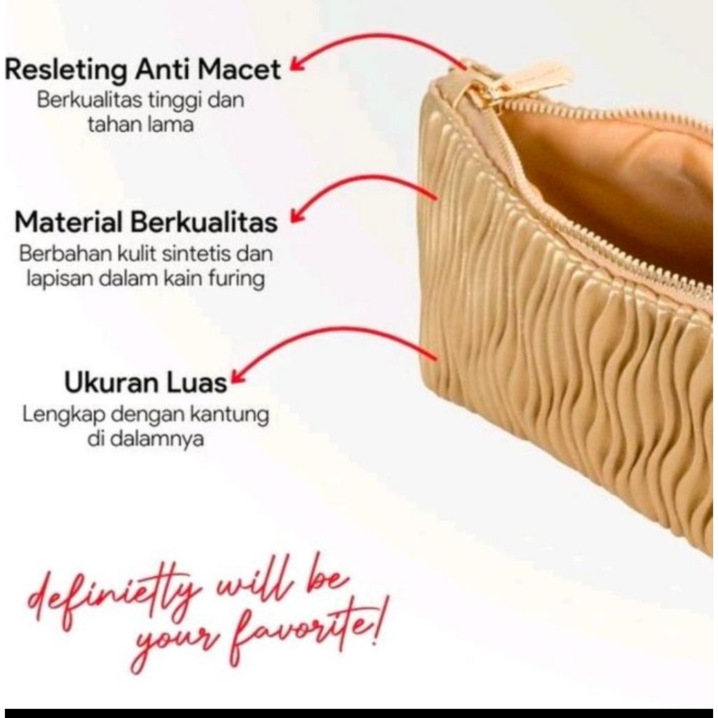 Sonia Miller Pouch 0325-3 Gold Wavy Texture Makeup Pouch