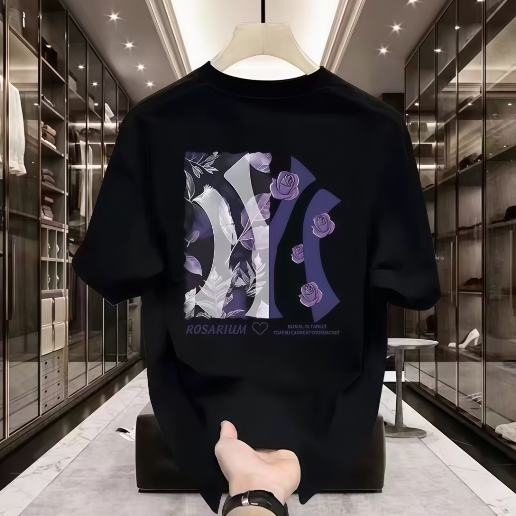 COD Stok Segera Ambil Kaos Brand NY Bunga Mawar - Cocok Pria & Wanita - Cetakan Dua Warna - 2 Warna 