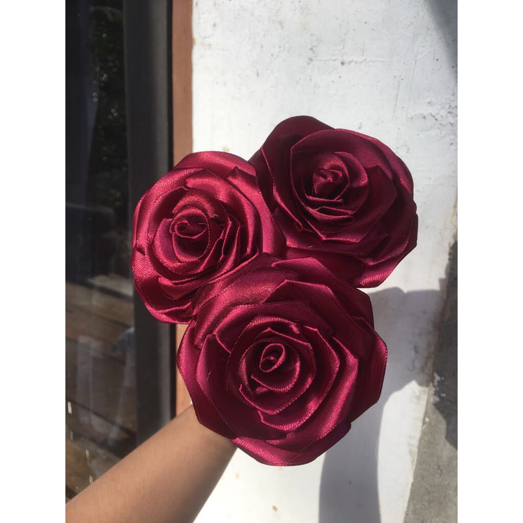 BUNGA PITA SATIN/PITA SATIN GLITER/BUNGA MAWAR SATIN GLITER/bunga mawar