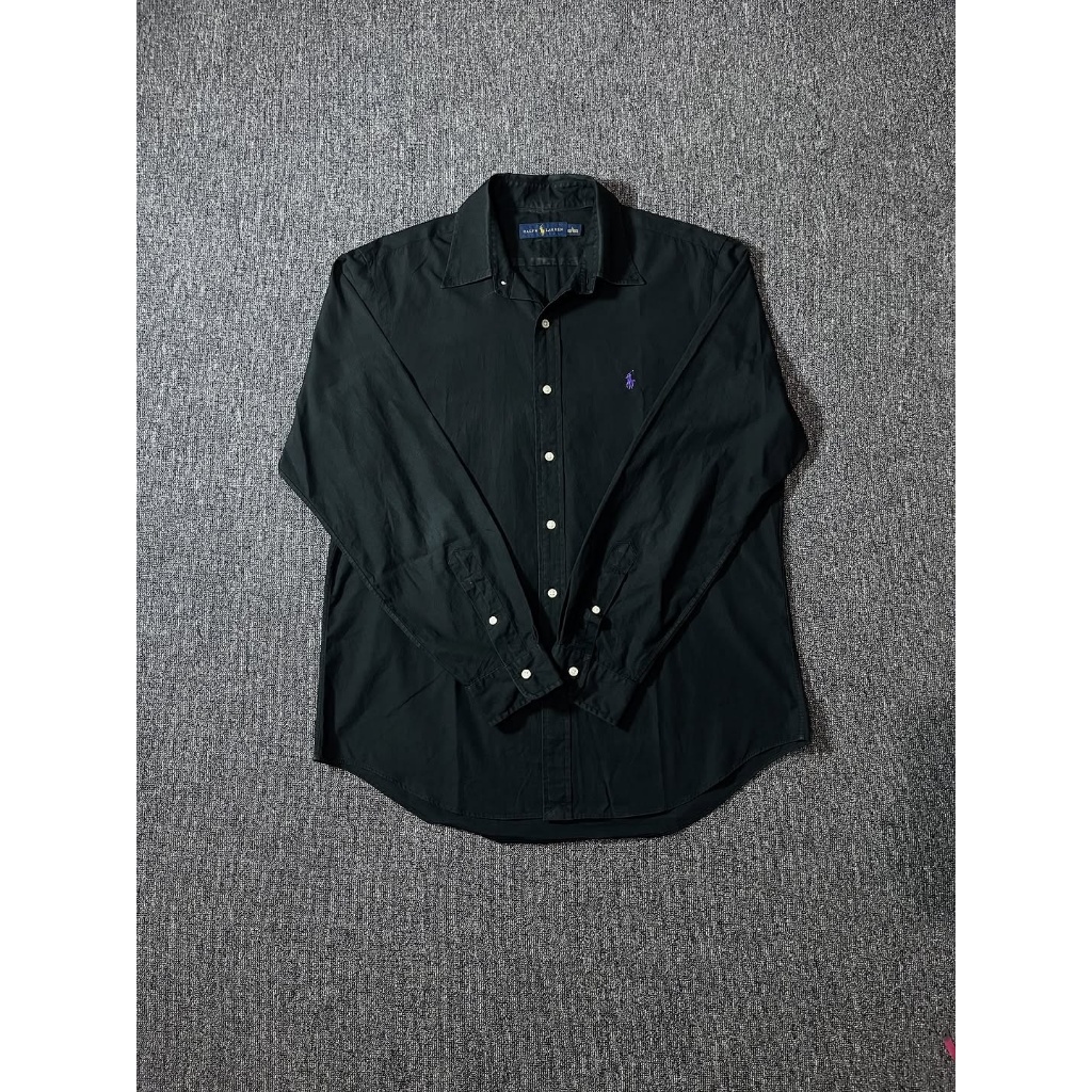 Kemeja Black Purple Pony Polo Ralph Lauren Pria Wanita Oxford Cotton Second Original
