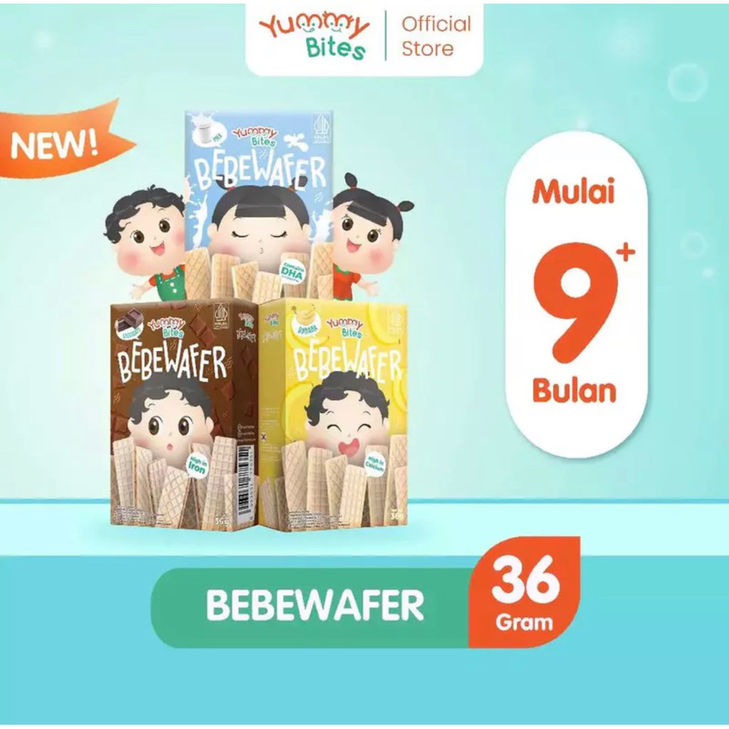 YUMMY BITES BebeWafer 36g Snack Sehat Cemilan MPASI Anak Bayi 9 Bulan Wafer Coklat Susu Pisang
