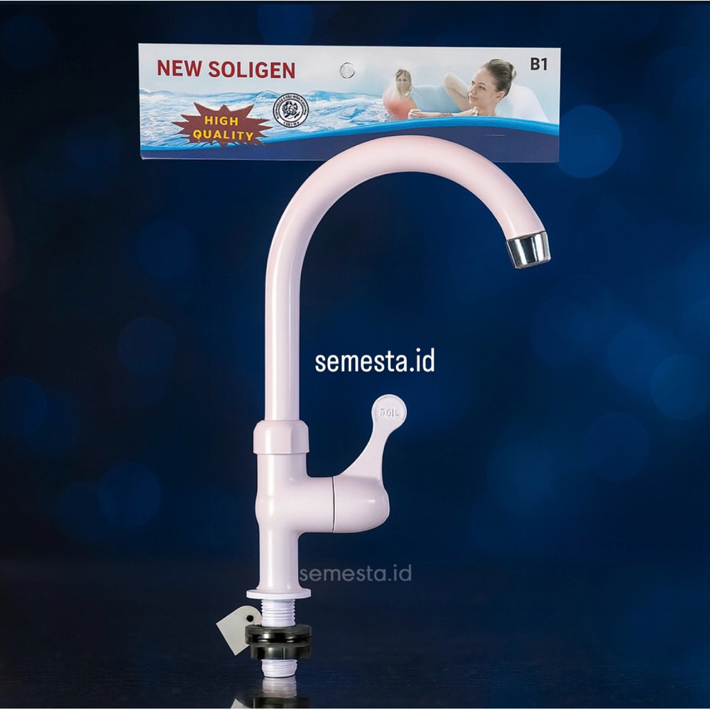 Kran Angsa Tanam 1/2 Inch Soligen B1 PVC New |Soligen Keran Air Cuci Piring |Sink Dapur B1 B2 Putih 