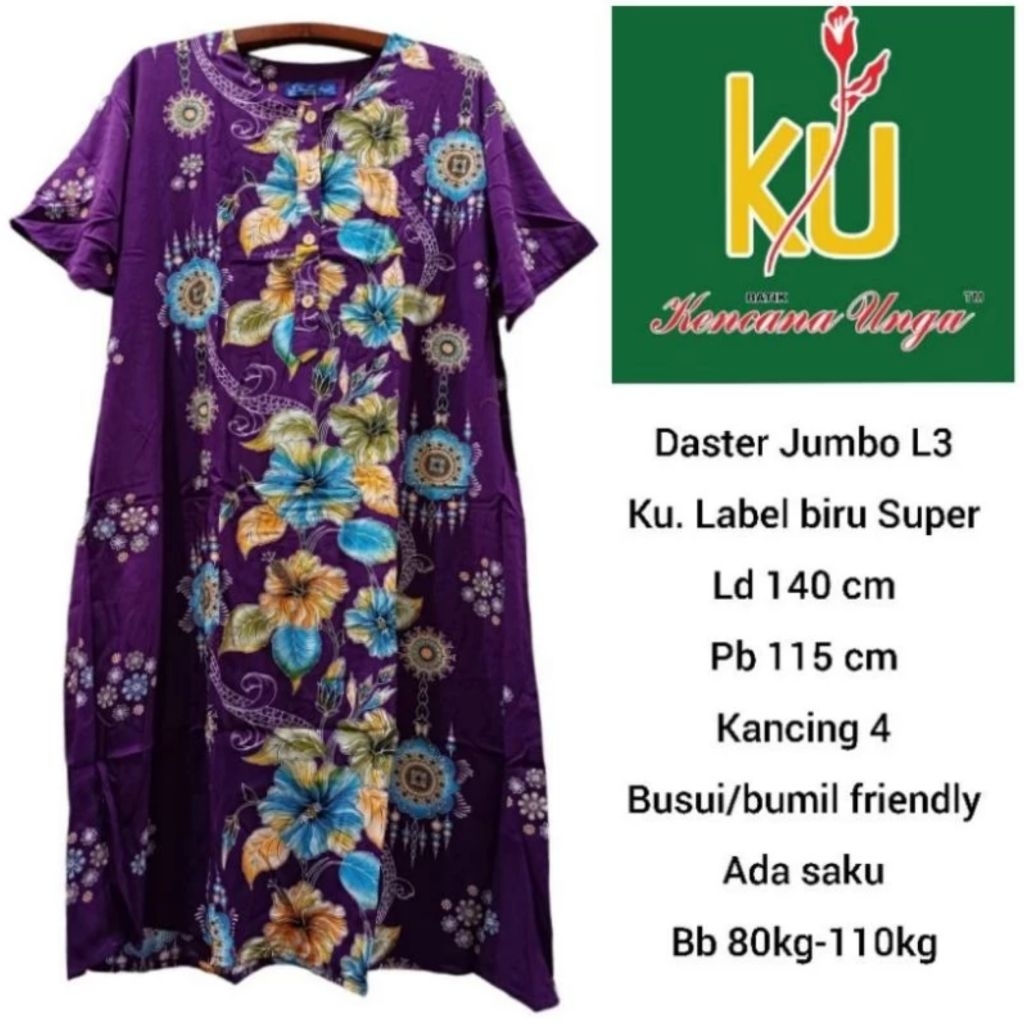 DASTER JUMBO KENCANA UNGU#OBRAL#MOTIF TERBARU#DASTER#BATIK KENCANA UNGU