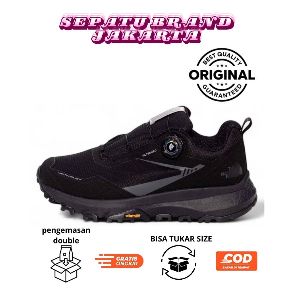Sepatu Hiking TNF Fastpack 3 GTX Original All Black Olahraga Mendaki Gunung