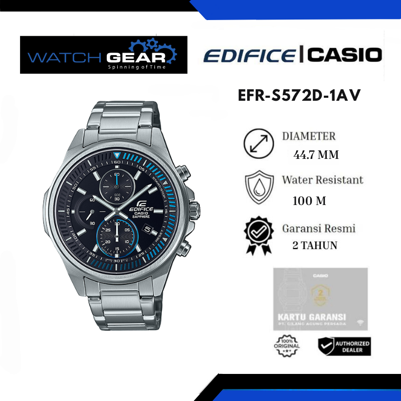 Jam Tangan Casio Edifice EFR-S572D-1AVUDF Pria Original Solar Powered